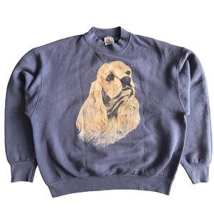 Fruit of the Loom Vintage Dog Graphic Hoodie - Made in Canada - Size L